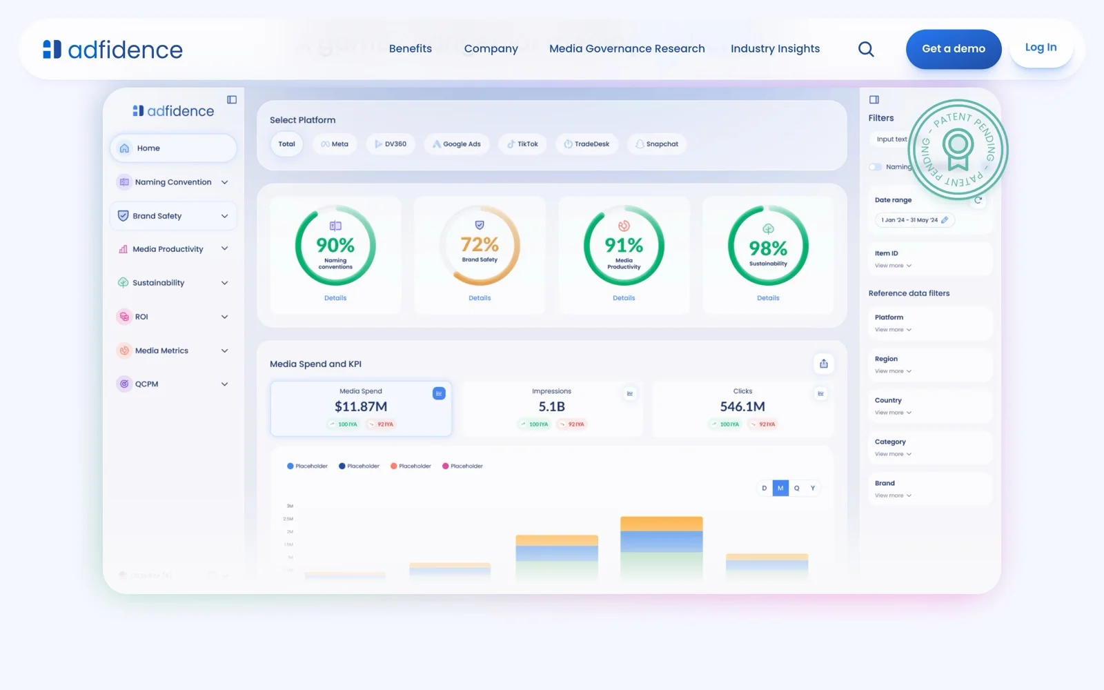 Adfidence marketing website, product section