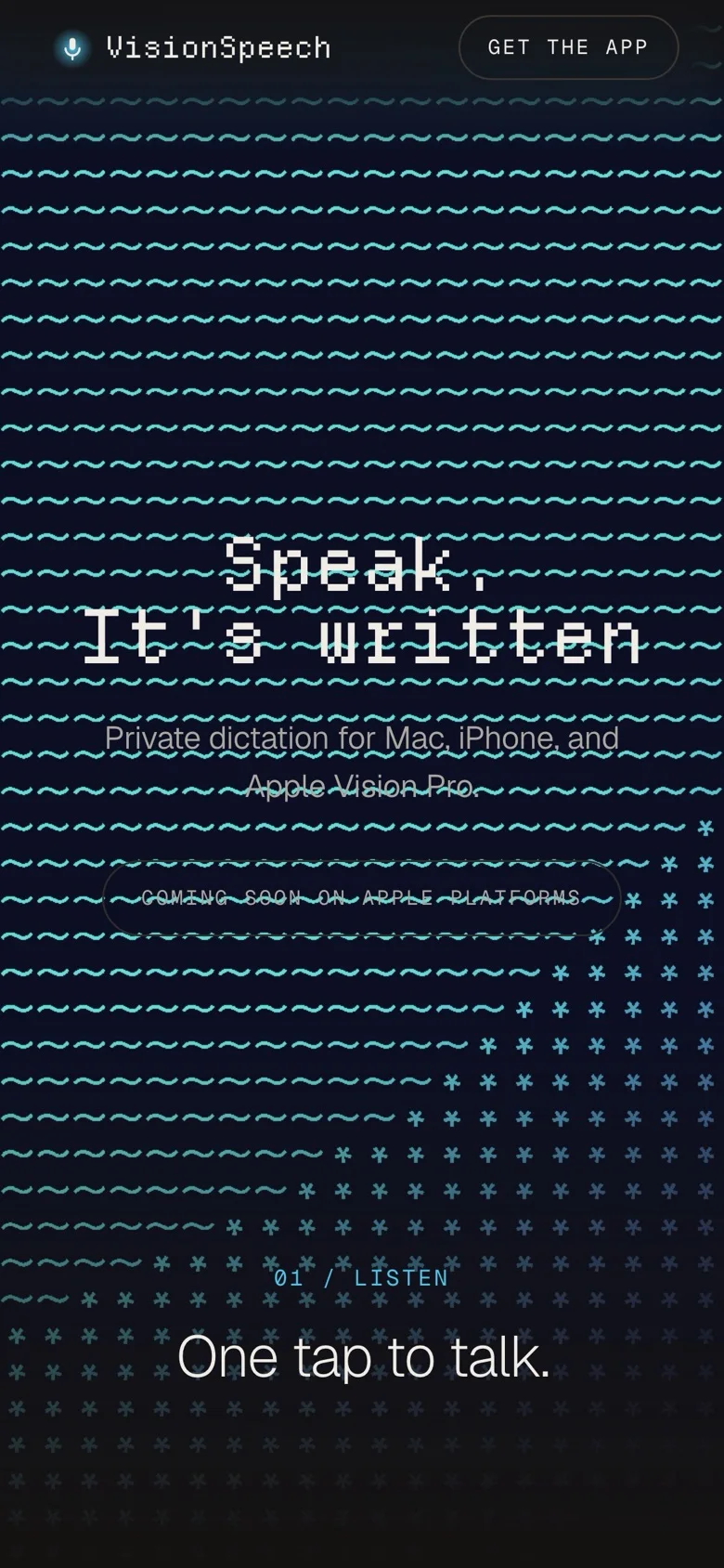 VisionSpeech website on a phone